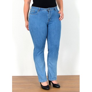 ESRA Straight-Jeans FG5 High Waist Damen Jeans Straight Leg Stretch Hose Übergröße Große Größe blau 54
