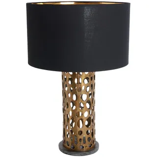 riess-ambiente.de Design Tischlampe Leaf Kupfer antik Metall Stoffschirm Marmorfuß Handmade
