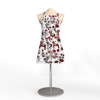 Arvidssons Textil Leksand Weiß-Rot Schürze Mit Tasche 65x85 cm