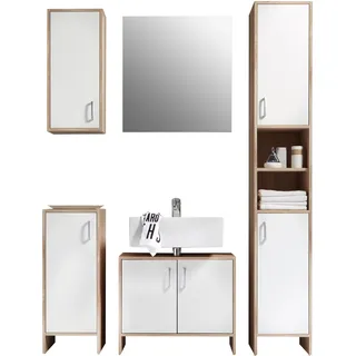 BASIC by Balculina »Oslo Badezimmerset Schrankset Badset 5tlg.«, (Komplett-Set, 5 St.), Spiegel, Hängeschrank, Unterschrank, Hochschrank, Waschbeckenschrank