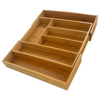 HAUOO Besteckkasten »Besteckkasten Bambus, 5 - 7 Fächer,erweiterbarer Küchenschublade Organizer für Besteck, Holz-Utensilienhalter, Multifunktions-Schublade Aufbewahrung« beige