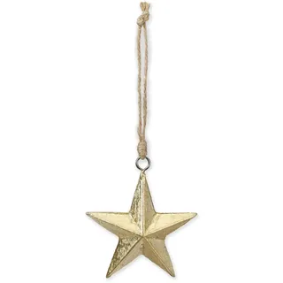 Holly & Jolly Holzstern 7,5cm Christbaumschmuck Weihnachtsbaumschmuck Weihnachtsanhänger gold