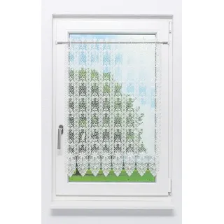 Plauener Spitze® Scheibengardine Blütenmedaillon, (1 St), transparent, HxB 90x48cm weiß 48 cm x 90 cm