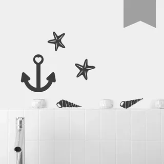 WANDKINGS Wandtattoo Maritim - A4 Set 21 x 30 cm - Mittelgrau - 35 Farben zur Wahl