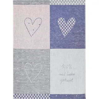 Geschirrtuch Liebe 50 x 70 cm Mischgewebe Blau