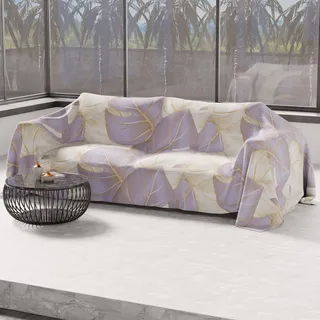 PETTI Artigiani Italiani - Sofadecke und Überwurf aus Mikrofaser – Vielseitige Tagesdecke für Sofa, Bett und Tisch, Waschbar, Schützend, Made in Italy, Tropical 05 Lila, 180 x 270 cm