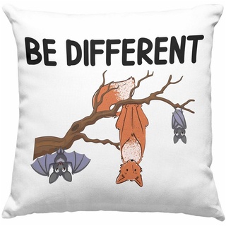 Trendation Dekokissen »Trendation - Fuchs Fledermaus Kissen Geschenk Be Different Geschenkidee für Frauen Dekokissen mit Füllung 40x40« grau