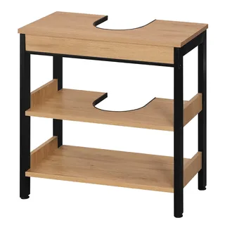 eSituro Waschbeckenunterschrank, Unterschrank Badschrank mit Ablagen, Badunterschrank Waschbecken aus MDF mit Siphonausschnitt, 60 x 60 x 30 cm