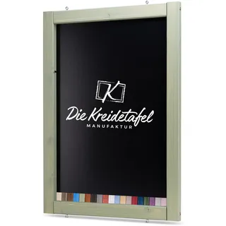 Rustikale Tafel Kreidetafel Wandtafel Küchentafel mit Holzrahmen zur Beschriftung mit Kreide im Landhausstil in verschiedenen Größen und Farben (Weidengrün, 50x70cm)