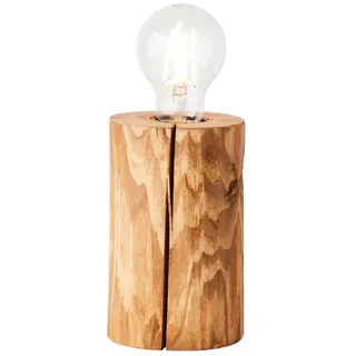 Lightbox Tischleuchte, ohne Leuchtmittel, Tischlampe, 15 cm Höhe, Ø 10 cm, E27, max. 25 W, Schalter, Holz braun