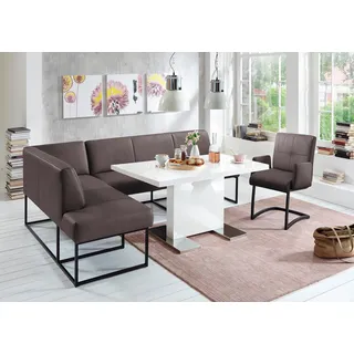 exxpo - sofa fashion Eckbank EXXPO - SOFA FASHION "Affogato, bequem und elegant, hochwertige Detailverarbeitung", braun (schoko), B:157cm H:82cm T:245cm, Sitzbänke, Eckbank, Frei im Raum stellbar