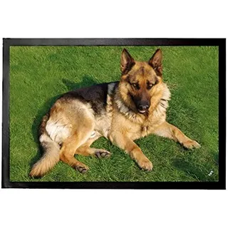 1art1 Hunde Deutscher Schäferhund Auf Der Wiese Fußmatte Dekomatte Innenbereich | Design Türmatte 60x40 cm