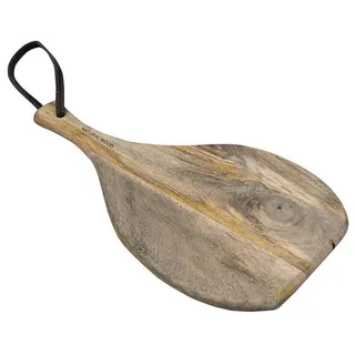 daslagerhaus living Buttermesser Schneidebrett Holz natur oval l 37 Holzbrettchen, massiv Holz, organische Form, mit Griff und Lederband