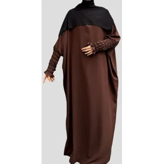 Aymasal Maxikleid Abaya Aliyah Schmetterling Kleid Kaftan Islamische Gebetskleidung Eid breiter Schnitt, Passgenau, Schmetterlingärmel, Schlichtes Model braun