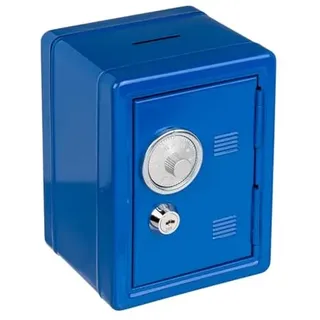 BLUECHOLON Tresor in Sparschweinform aus Metall. Original resistente Kinder-Sparschweine mit Schlüssel. Sparschwein sicher für Kinder (blau)