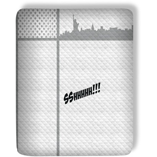 Nocomics sshhhhh Quilt, 100% Baumwolle, Weiß/Schwarz, 270 x 2 x 260 cm
