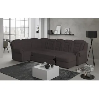 Wohnlandschaft HOME AFFAIRE "Boston U-Form" Sofas Gr. B/H/T: 333 cm x 102 cm x 216 cm, Microfaser bedruckt, langer Schenkel links-Recamiere rechts-Bettfunktion rechts, Mit Bettfunktion-mit Schubkasten, braun (earth) Wohnlandschaften Gemütliche Wohnlandschaft mit hoher Rückenlehne in klassischem Design