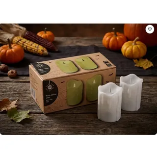 2er Set LED-Echtwachs-Optik Kerzen für Halloween & Herbst – Warmweißes Licht