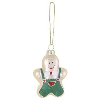 Trend Line Christbaumschmuck TrendLine Weihnachtskugel aus Glas Lebkuchenmann 9 beige|grün