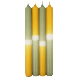 INNA-Glas Tafelkerze Dip Dye Stabkerzen LISSITA, 4 Stück, hellgrün-gelb, 25cm, Ø2,3cm, 11h bunt