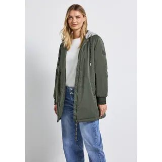 Blouson STREET ONE, Damen, Gr. 36, cypress grün, Stoff, Obermaterial: 55% Polyester, 45% Polyamid. Futter: 100% Polyester, unifarben, normal hüftbedeckend, ohne Ausschnitt, angesetztes Bündchen, Jacken Blouson, mit Kapuze mit Tunnelzugband