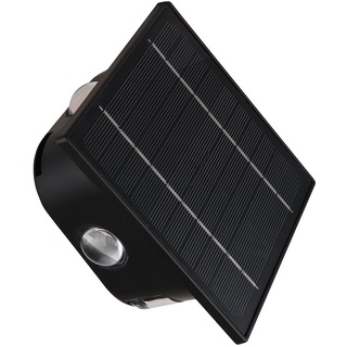 Solarlampe schwarz Außenleuchte Terrasse Wandlampe modern, Eckige Gartenlampe Akku Hauswand wetterfest, 1x LED 60lm 3000/6000K, LxBxH 13,1x7x13,1 cm