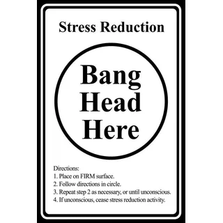Bang Head Here Humorvoller/Funny Metall Wandschild Stress Relief