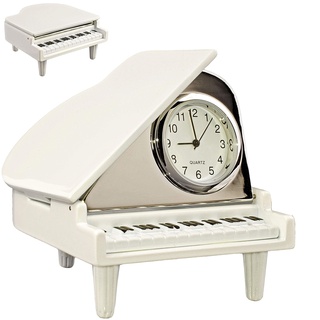 alles-meine.de GmbH kleine - Tischuhr/Miniatur - Uhr - Klavier Flügel - Piano - aus Metall - 7 cm - batteriebetrieben - Analog - Batterie - weiß - Zahlen Stehuhr/Standuhr - W..