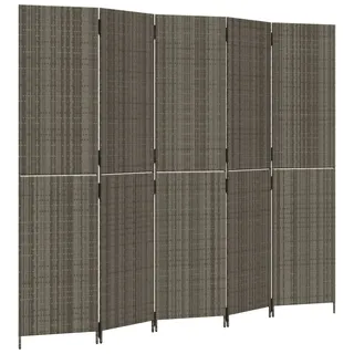 vidaXL Paravent 5-TLG. Grau Poly Rattan