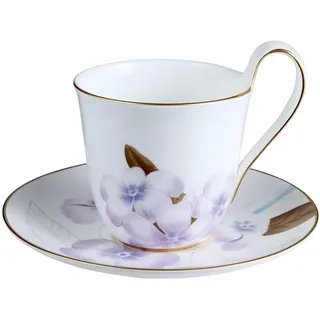 Royal Copenhagen Flora Tasse mit Untertasse aus Fine Bone China in der Farbe Weiß mit Blumenmuster 27cl, 1017545