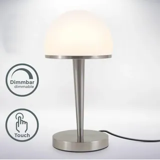 Tischleuchte Mit Dimmbarem Glasschirm Über Integrierten Touch-dimmer, E27-fassung, Nachttischlampe Aus Opalglas