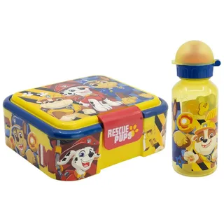 PAW PATROL Lunchbox Paw Patrol Chase Rubble 2 tlg Kinder Set XL Brotdose Trinkflasche, (Spar-Set, 2-tlg., Spar-Set) bunt