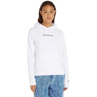 Tommy Jeans Damen Hoodie Regular Serif Linear mit Kapuze, Weiß (White), M - M