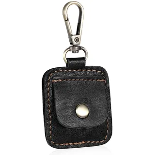 GEEHUA Ringtasche mit Schlüsselanhänger, Reise Schmuckkästchen Klein Ringhalter aus Leder tragbar für Schmuck Reisen Halsketten Ringaufbewahrung Etui für Workout Fitnessstudio(Black)