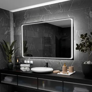Badspiegel mit LED Beleuchtung - Barcelona - 120 cm, 80 cm - Silber