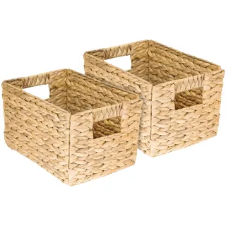 HMF Aufbewahrungskorb geflochten aus Wasserhyazinthe Seegras 32 x 23 x 20 cm beige