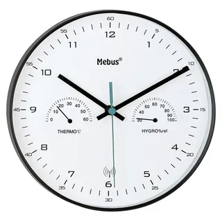MEBUS Funk-Wanduhr 0,00 Mebus schwarz/weiß