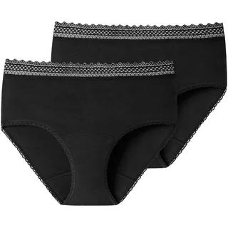 SCHIESSER Damen 2 Pack Menstruationswäsche/ Periodenslip Komfortschnitt Auslaufsicher - Secret Care Tiefschutz, Schwarz_176300, 46-48 EU