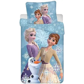 Jerry Fabrics Disney Frozen Eiskönigin Baumwolle Blau 135 x 200 cm + 70 x 90 cm