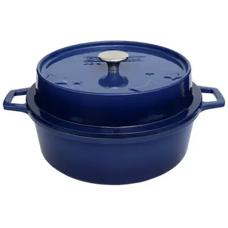 Grillfürst Bratentopf Grillfürst emaillierter Dutch Oven ohne Füsse DO4 - blau