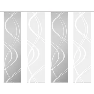 HOME WOHNIDEEN Schiebegardine TIBERIO 4er SET (4 St), Paneelwagen, blickdicht, Schiebegardine 4er SET TIBERIO grau