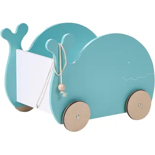 Beliani Spielzeugkiste mit Rädern WOOLI Wal 30 cm blau