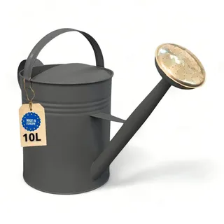 LIVLIG Gießkanne 10 Liter (Giesskanne Metall mit 2 Henkeln, Abnehmbarer Brausekopf), Gießkanne 10L, Gießkanne Vintage, Blumengießkanne schwarz