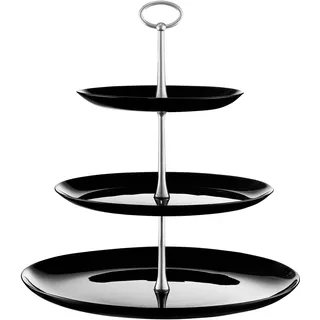 AMBITION Etagere 3 stöckig schwarz rund Valencia ⌀32 cm Glas Servierständer Edelstahl für Obst Kuchen Cupcakes