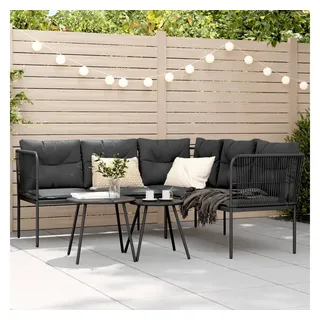 vidaXL Gartensofa in L-Form Loungesofa schwarz