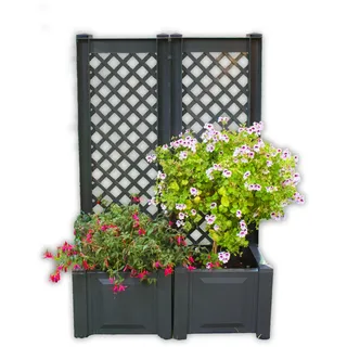KHW Pflanzkasten mit Spalier 43 x 43 cm Grau