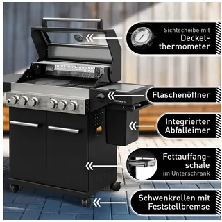 FEUERGOTT Gas-Grillstation Hektor 4B-S inkl. Abdeckhaube