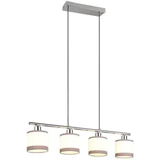 Reality Leuchten LED Pendelleuchte, LED wechselbar, warmweiß, Balken-pendelleuchte mehrflammig hängend über-n Esstisch & Kücheninsel grau|weiß