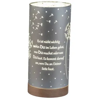 formano LED Dekolicht aus Glas mit Motiv und Spruch, LED fest integriert, Warmweiß silberfarben
