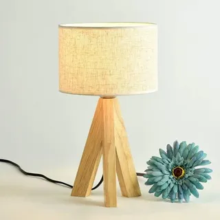E27 Led Holz Nachttischlampe, Moderne Minimalistische Retro Stil Tischlampen Schreibtisch Wohnzimmer E27 Glühbirnen Staub/holz 5w Warmes Licht [energieklasse F]